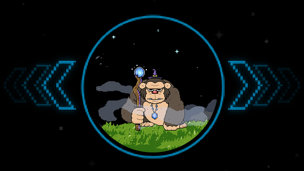 Illustration of a pixelated gorilla character